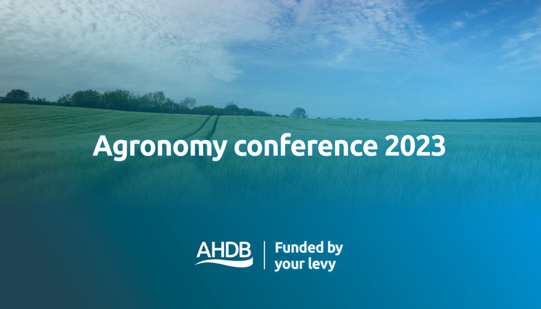Agronomy Conference 2023 text in front of a cereal field.